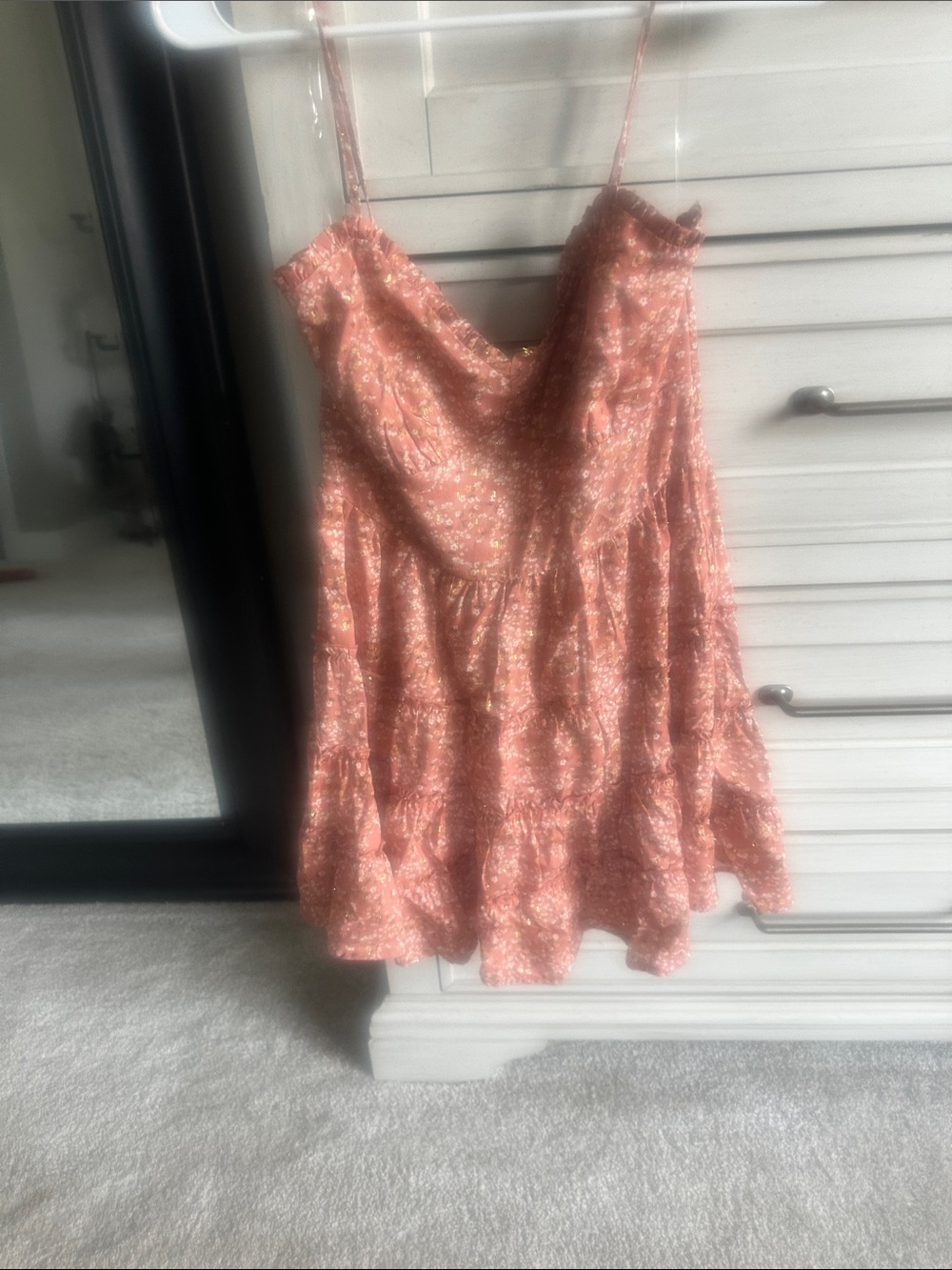 Trixxi Peach/Mauve Floral Spaghetti-Strap Sundress